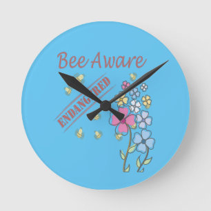 Bee Aware - Save the Bees Round Clock