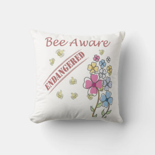 Bee Aware - Save the Bees Throw Pillow