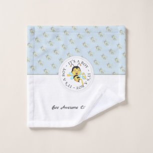 Bee Awesome Baby Boy Personalized Monogram Bath Towel Set