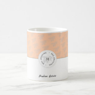 Bee Awesome Silver Bee Peach Personalized Monogram Coffee Mug