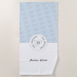 Bee Awesome Silver Bee Personalized Monogram Beach Towel
