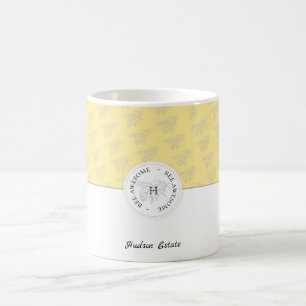 Bee Awesome Silver Honey Bee Personalized Monogram Coffee Mug