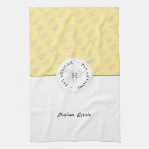 Bee Awesome Silver Honey Bee Personalized Monogram Kitchen Towel