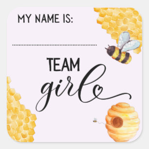 Bee Baby Gender Reveal Name Tag 