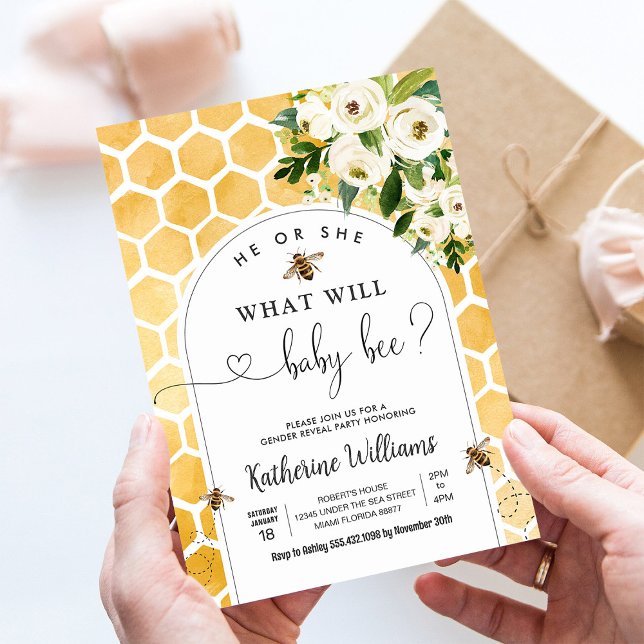 Bee Baby Honey Bee Gender Reveal Invitation (Creator Uploaded)