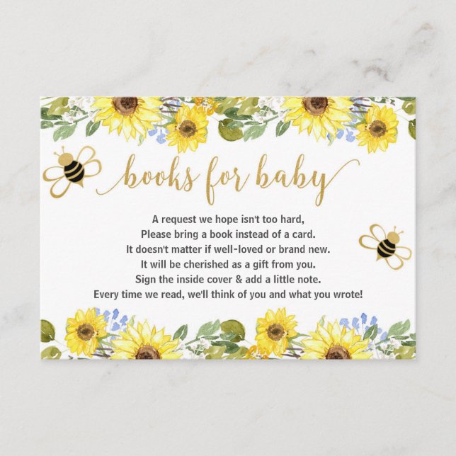 Bee baby shower book request inserts boy baby (Front)