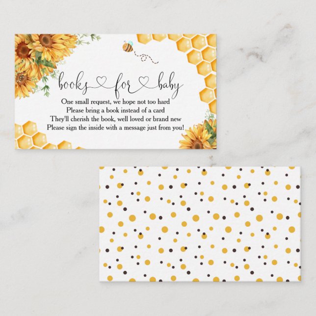 Bee Baby Shower Books For Baby  Enclosure Card (Front/Back)