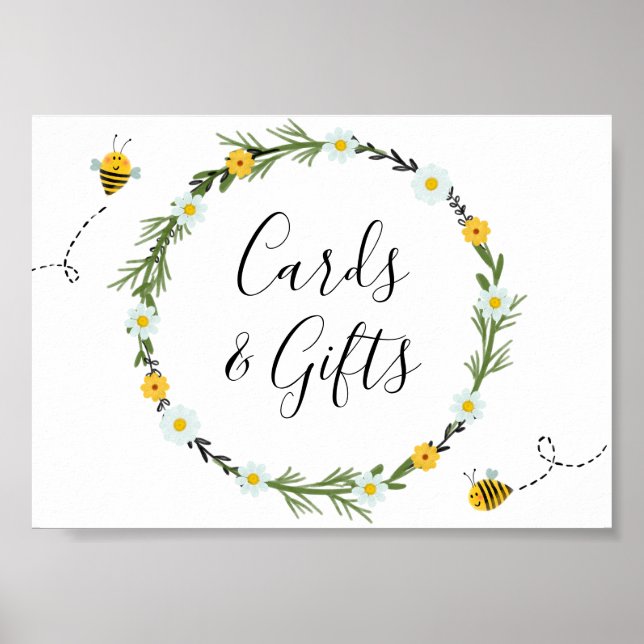 Bee Baby Shower Cards and Gifts Sign (Front)
