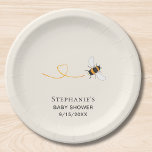 Bee Baby Shower Custom Paper Plate<br><div class="desc">This Bee Baby Shower paper plate features a cute watercolor bee on a pale cream background. All the text is customizable. To edit further use the Design Tool to change the font, font size, or colour. Because we create our artwork you won't find this exact image from other designers. Original...</div>