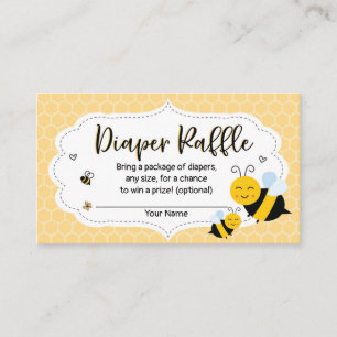 Bee Baby Shower Diaper Raffle Card
