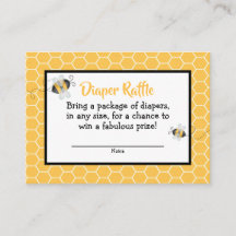 Bee Baby Shower Diaper Raffle Cards