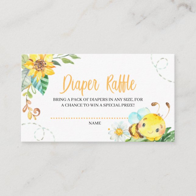 Bee Baby Shower Diaper Raffle Enclosure Card (Front)