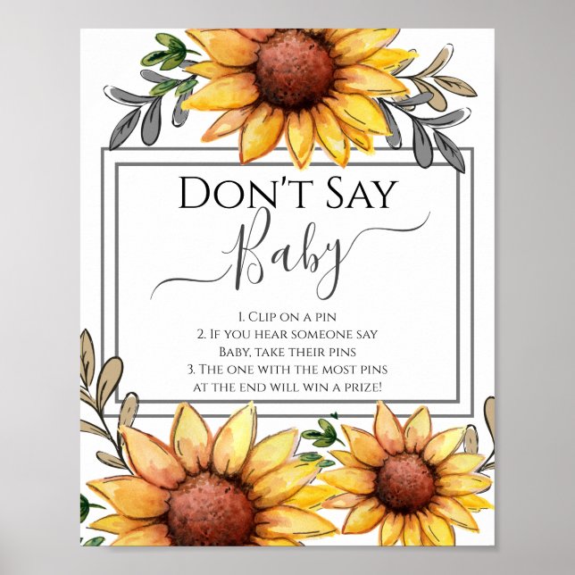 Bee Baby Shower Don't Say Baby Party Game Poster (Front)