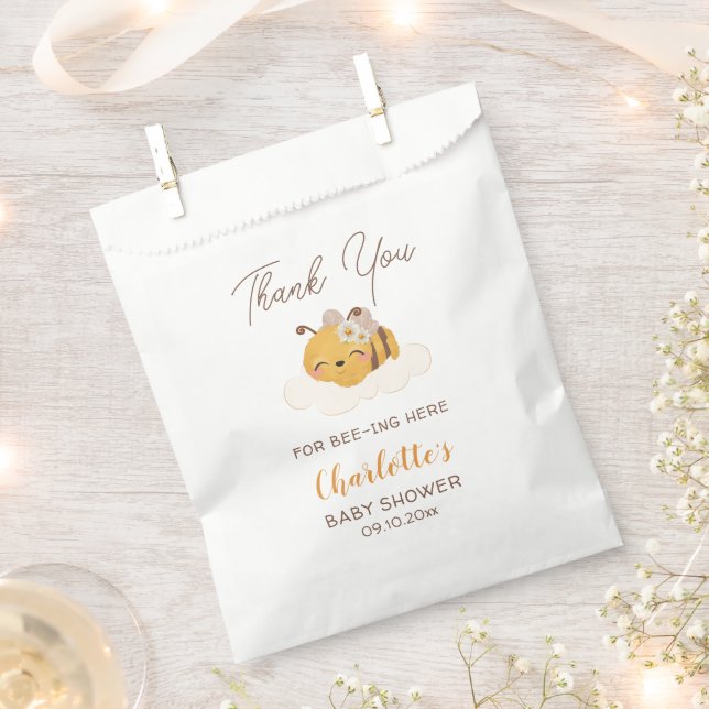 Bee Baby Shower Floral Honeycomb Favour Bag (Clipped)