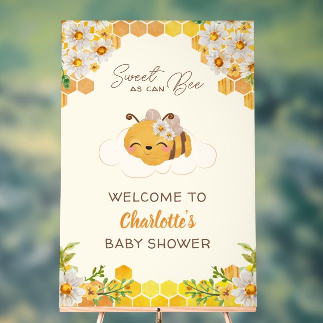Bee Baby shower Floral Honeypeb Bienvenue (Neutre)