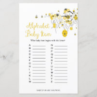 Bee Baby Shower Game - ABC baby item game