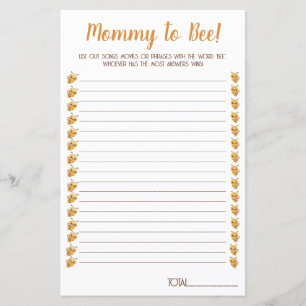 Bee Baby Shower Game. Movies, songs, phrases.