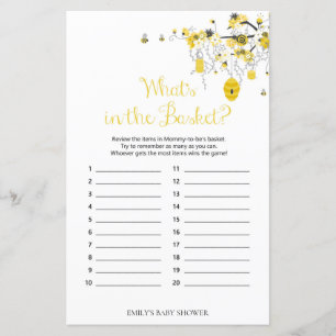 Bee Baby Shower Game - What's in the Basket Game
