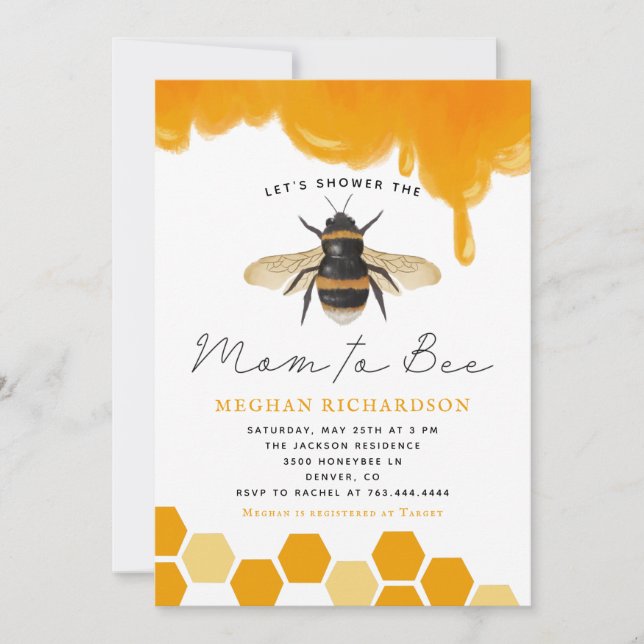 Bee Baby Shower Gender Neutral Invitation (Front)