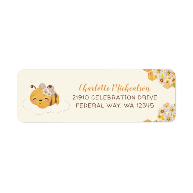 Bee Baby Shower Honeycombs Floral Label (Front)