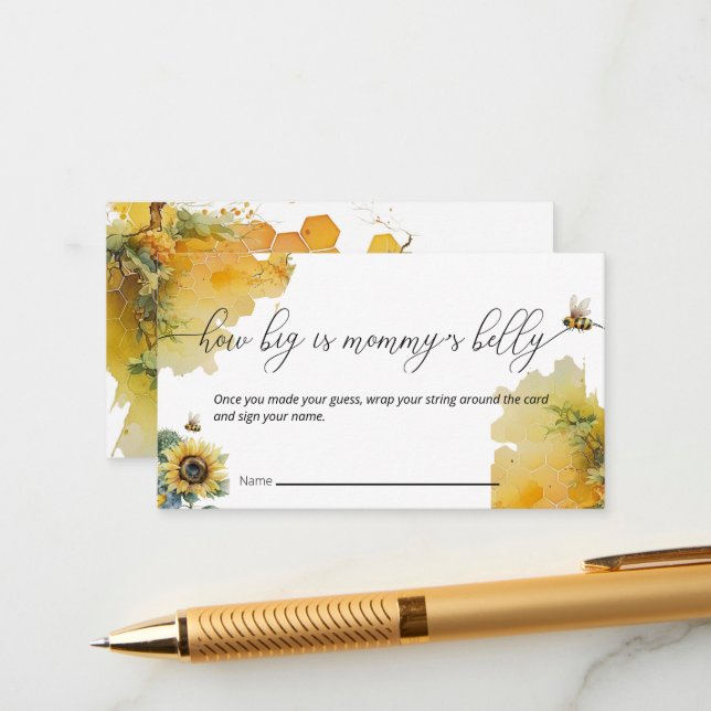 Bee Baby Shower | How Big is Mommy's Belly Game  Enclosure Card (Front/Back In Situ)