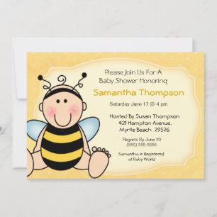 Bee Baby Shower  Invitation