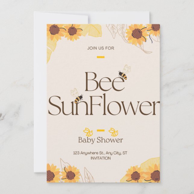 Bee Baby Shower Invitation Spring Sunflowers (Front)