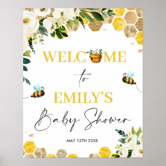 Bee Baby Shower Mommy To Bee Gender Neutral Poster (Front)