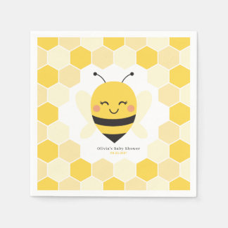Bee Baby Shower Napkins with Honeycomb Design