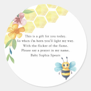  Bee baby shower - Prayer candle label