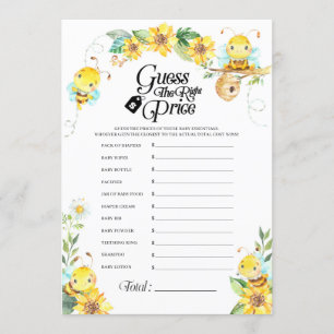Bee Baby Shower Price Game Invitation
