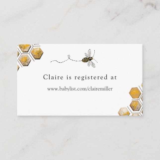 Bee Baby Shower Registry Enclosure Card (Front)