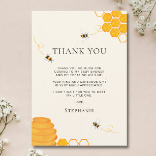 Bee Baby Shower Thank You Card