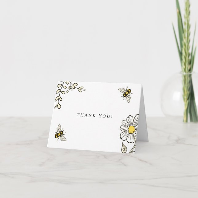 Bee Baby Shower Thank you card Bumble Bee Shower (Front)