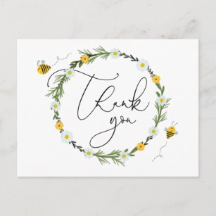 Bee Baby Shower Thank You Postcard