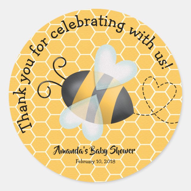Bee Baby Shower Thank You Sticker Favour Sticker (Front)