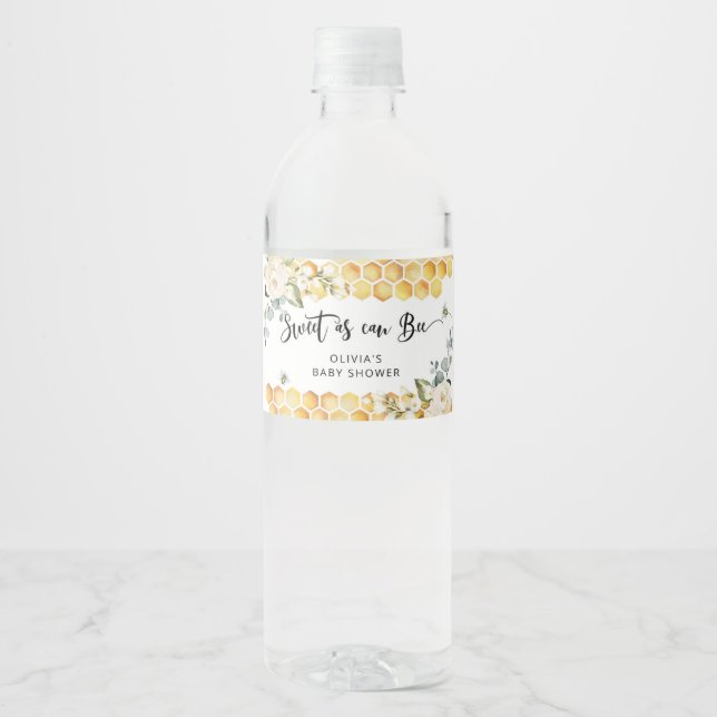 Bee baby shower water bottle label (Front)
