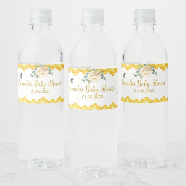 Bee Baby Shower  Water Bottle Label (Bottles)