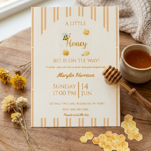 Bee Baby Shower , Watercolor Bumblebee  Invitation