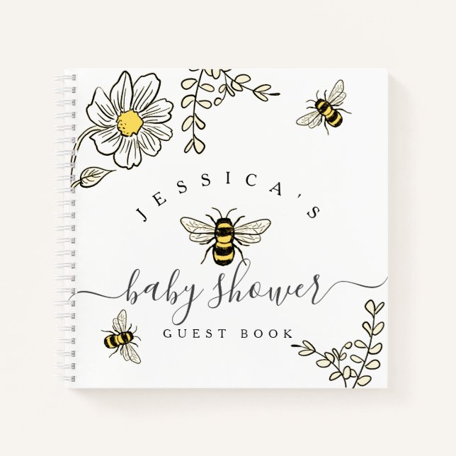 Bee Baby Shower Welcome for Bumble Bee Shower  Gue Notebook (Front)