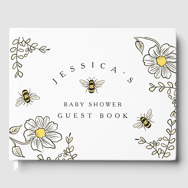 Bee Baby Shower Welcome for Bumble Bee Shower  Guest Book (Front)