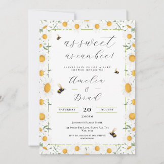 Bee Baby Shower White Daisies Mommy To Bee Sweet  Invitation
