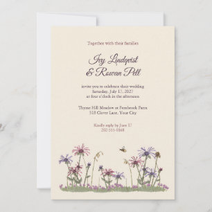 Bee Balm and Wild Thyme Meadow Wedding Invitation