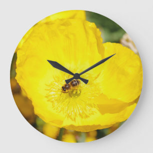 Bee Bathed in Yellow Large Clock