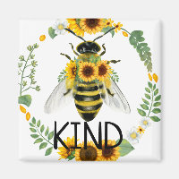 Bee Be Kind Peint Tournesol Magnet