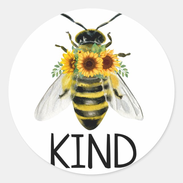Bee Be Kind Peint Tournesol Sticker (Devant)