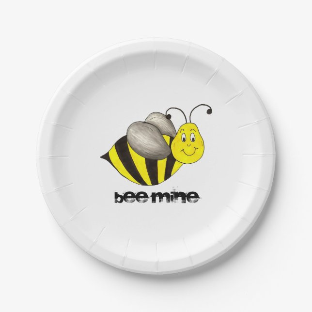 Bee (Be) Mine Valentine's Day Love Bumblebee Plate (Front)