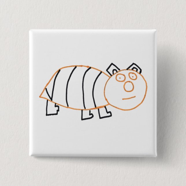 Bee Bear 5.1 cm (2") Square Badge 2 Inch Square Button (Front)