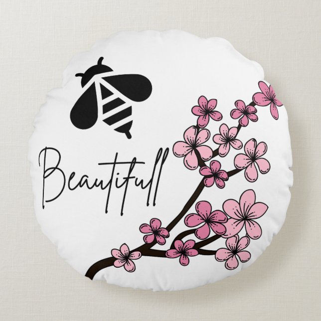 bee beautifull round pillow (Front)