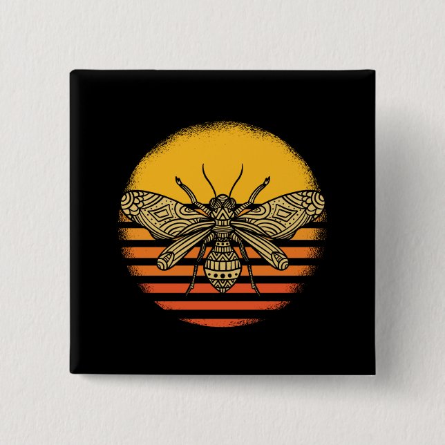 Bee Beekeeper Beekeeping Retro Gift 2 Inch Square Button (Front)
